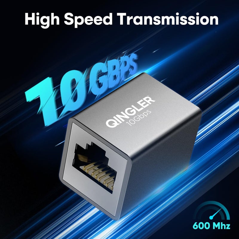 QINGLER موصل إيثرنت RJ45 Cat6 بسرعة 10Gbps مع دعم PoE، 3 عبوات موصلات إيثرنت Cat7 Cat6 Cat5e Cat5 أنثوي إلى أنثوي - Image 2